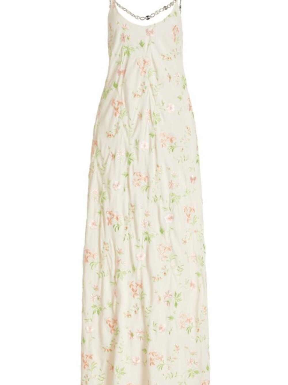 $950 NWT Paco Rabanne Ivory Embroidered Chain Long Dress size FR 38/6
